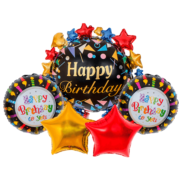 Globos de cumpleaños, globos metálicos de Feliz Cumpleaños, en tonos rojo, negro y dorado, ideal para decoración de cumpleaños, fiesta sorpresa o desear Happy Birthday